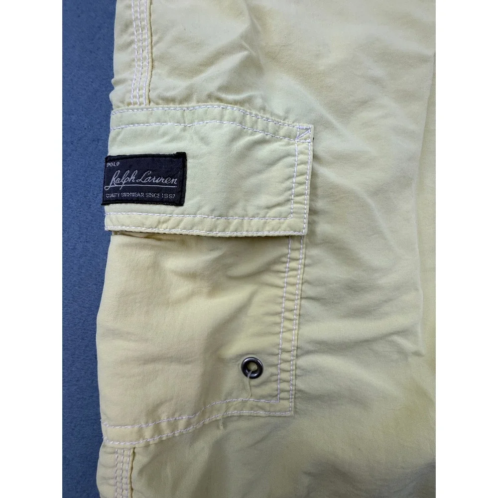 Polo Ralph Lauren Swim Trunks Mens XL Yellow Cargo Mesh Lined Board Shorts‎